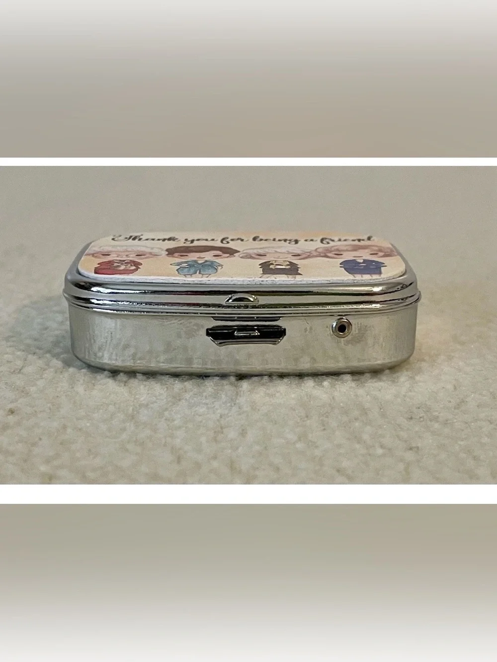 Golden Girls Mini Pill Box Travel Purse 2 Compartments Silver New
